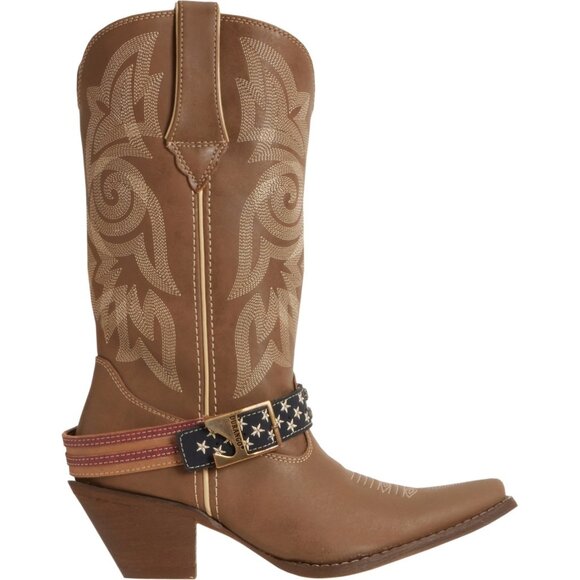Durango Ladies Brown Khaki Flag Accessory Shank Strap Western Boots Size 9 - Picture 4 of 6